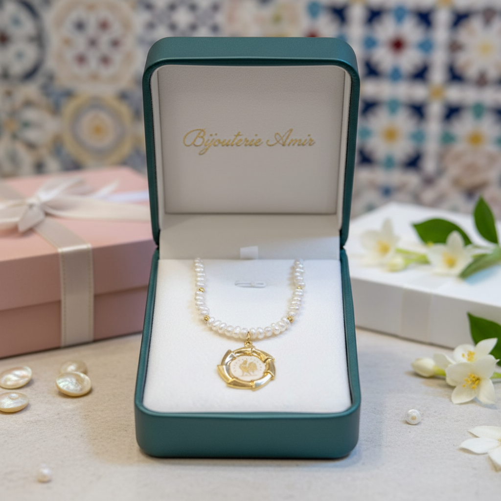 جوهر حر مع لويزة مغربية من ذهب عيار 18